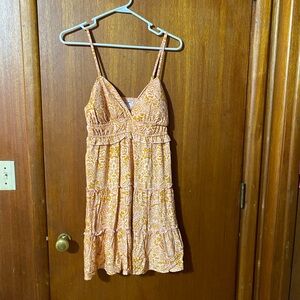 No Boundaries Peach and Yellow Patterned Dress